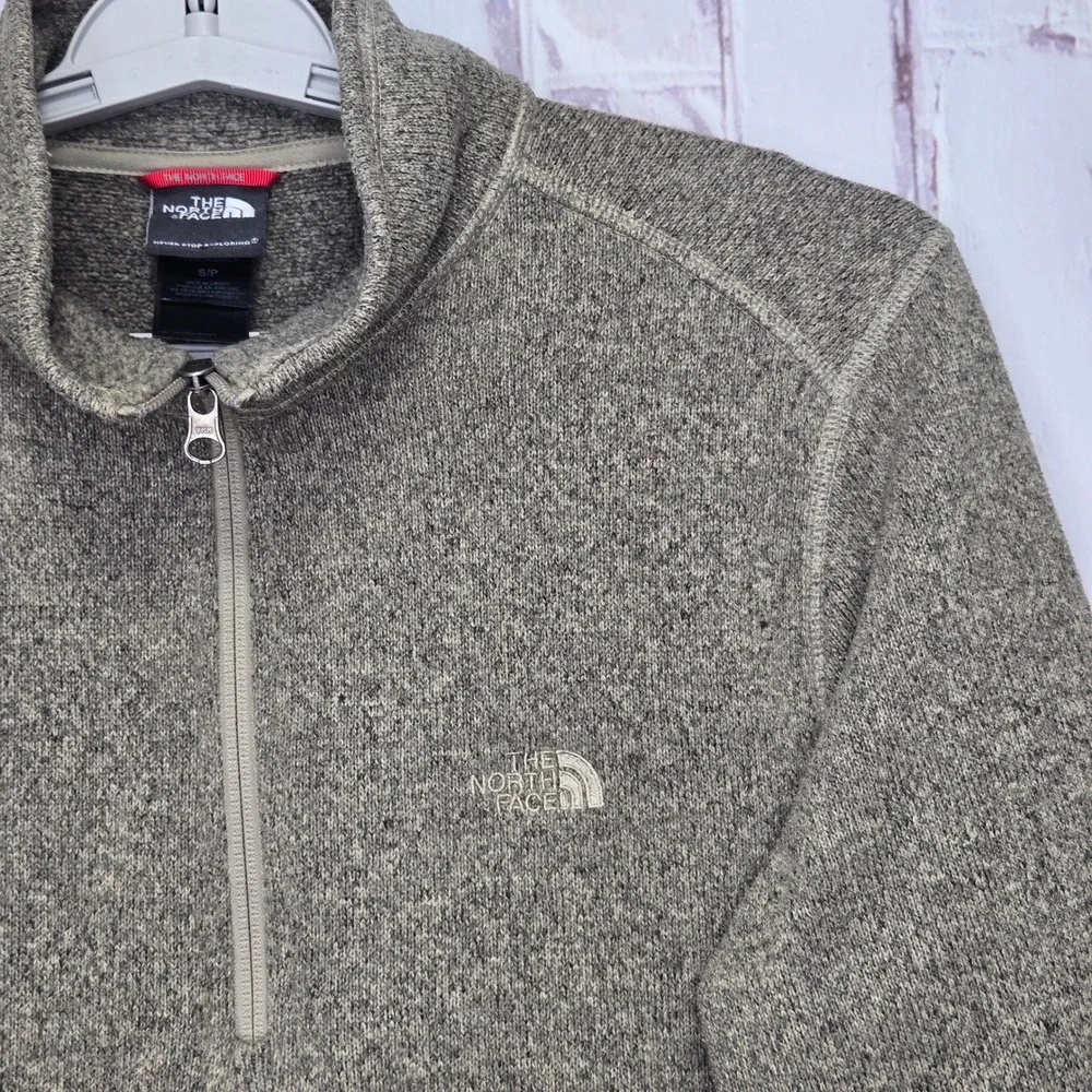 The North Face Pullover Tan Heather Gordon Lyons Quarter Zip Sweater Mens Small